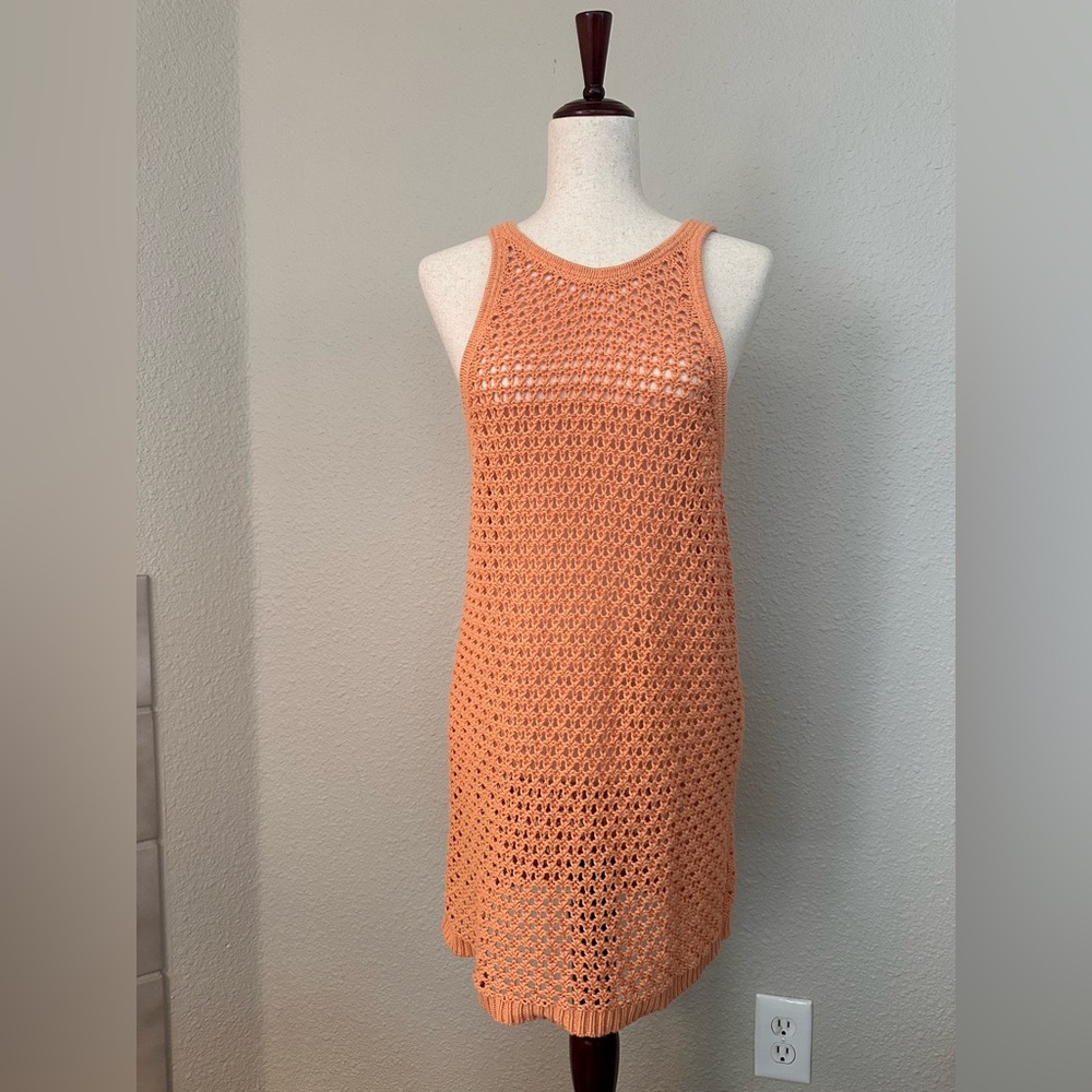 FREE PEOPLE BEACH Women's Orange Crochet Swim Cover-Up EUC